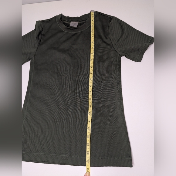 CALIA by Carrie Underwood Small Dark Green Ribbed Top Short Sleeve - Picture 7 of 9